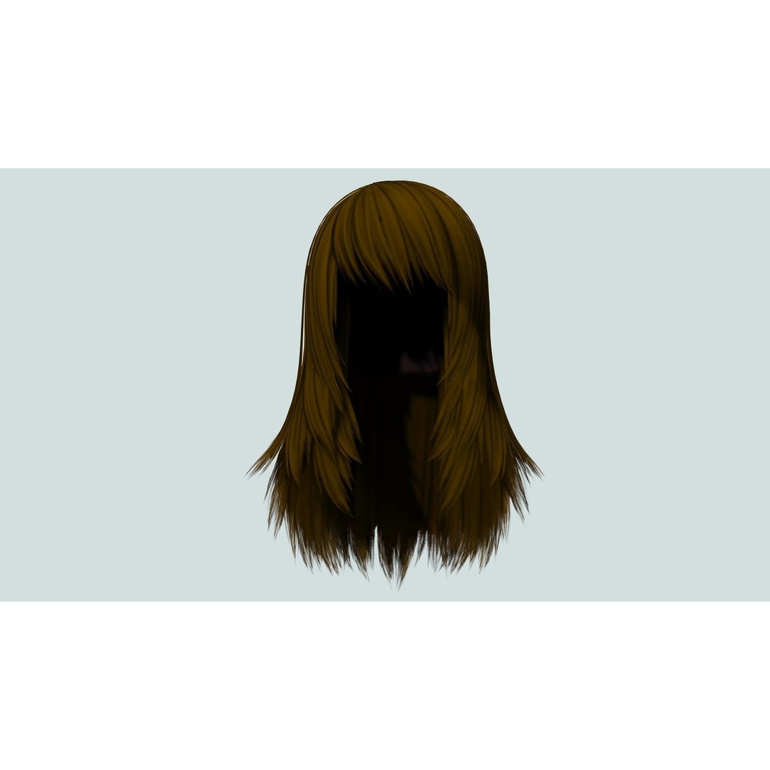 Layered Female Hair 3D Model – Low Poly Realistic Hair, FBX, OBJ - View 11