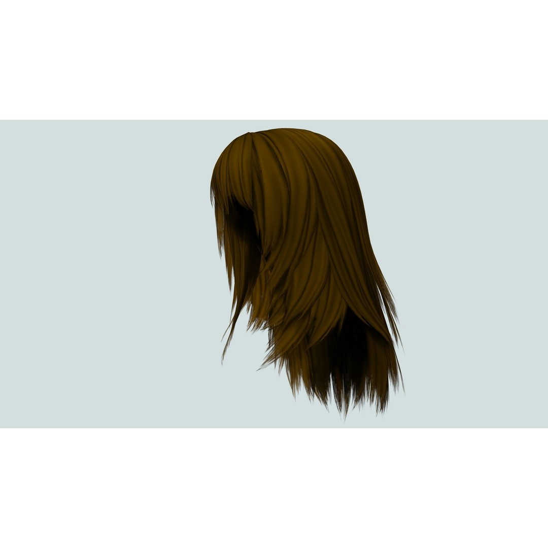 Layered Female Hair 3D Model – Low Poly Realistic Hair, FBX, OBJ - View 12