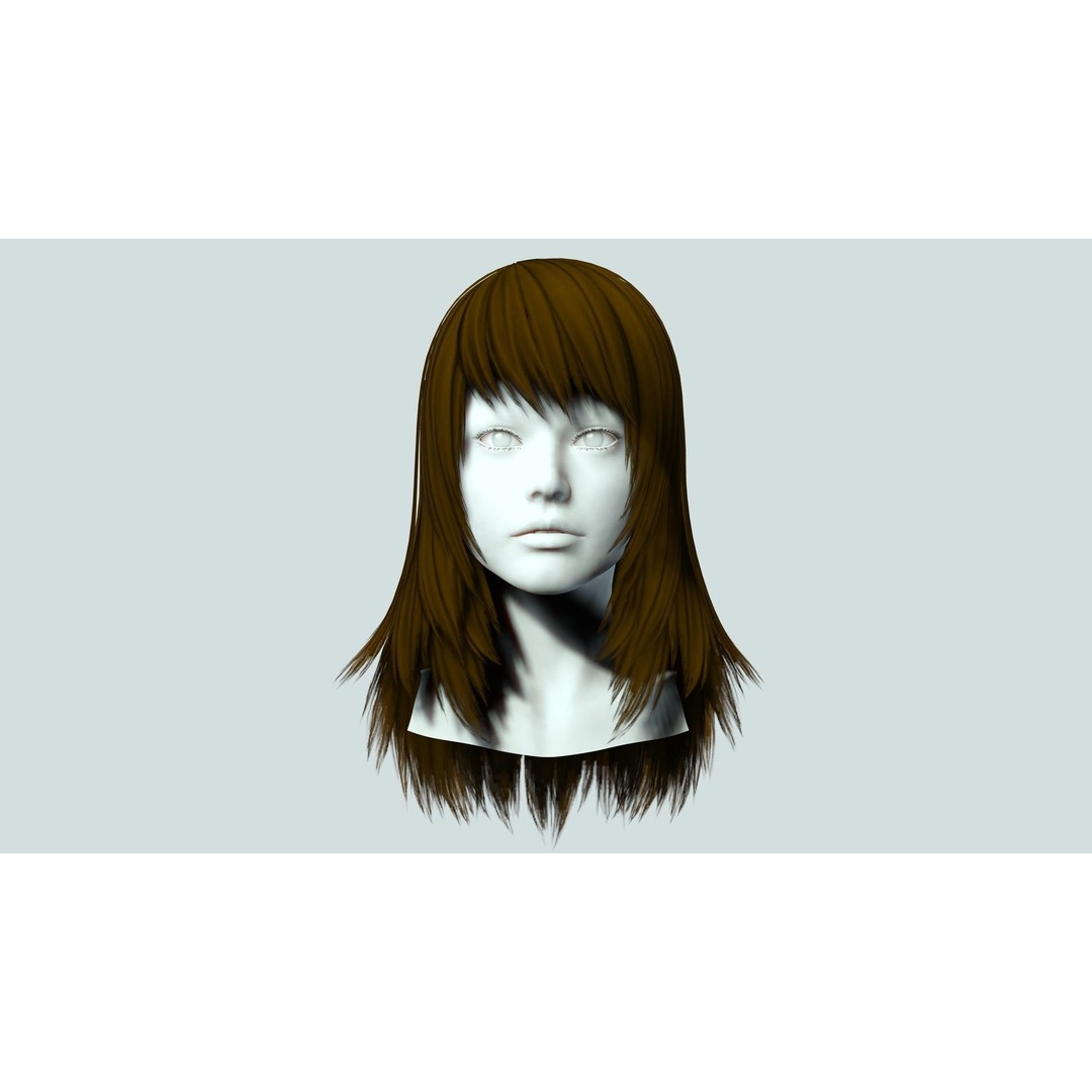 Layered Female Hair 3D Model – Low Poly Realistic Hair, FBX, OBJ - View 5