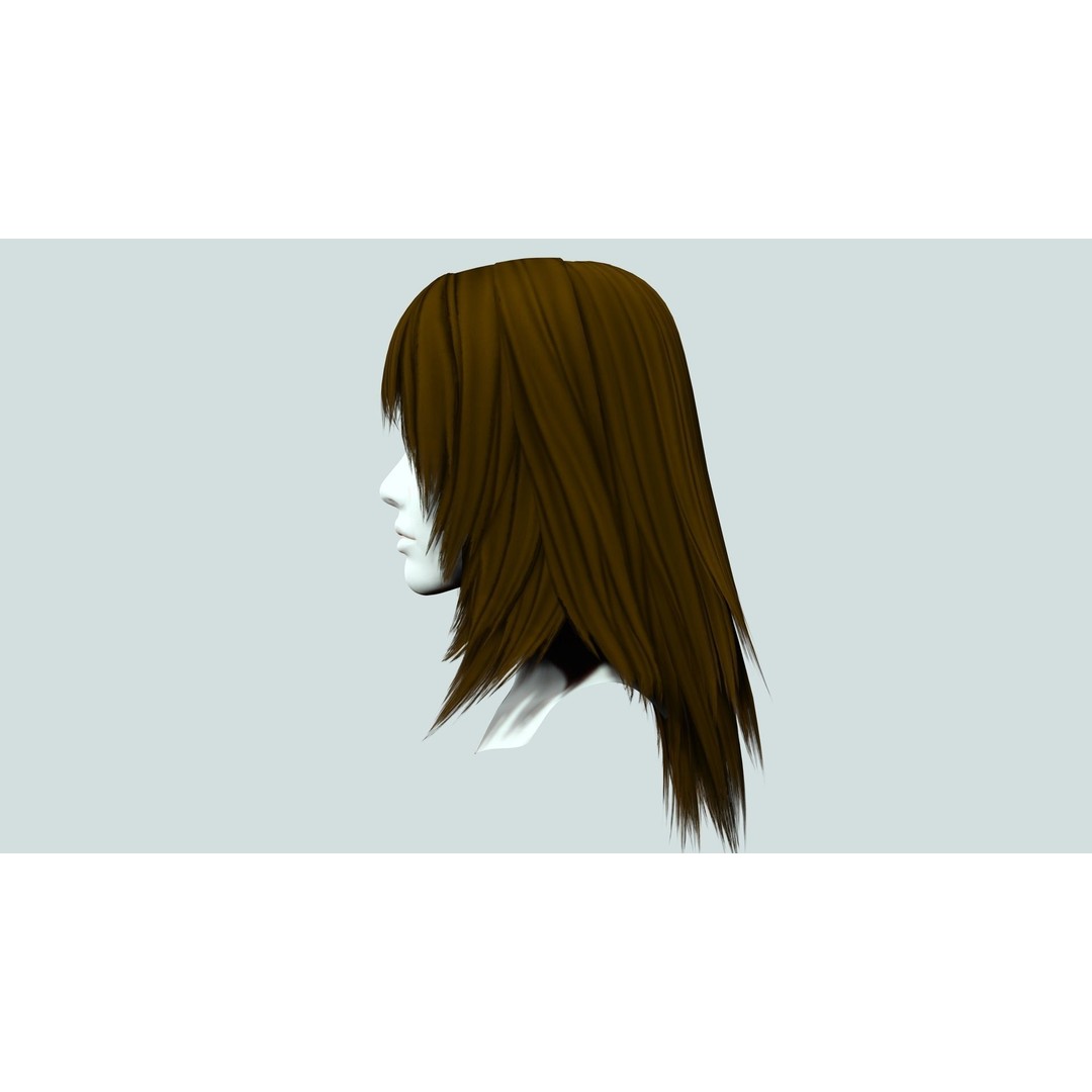 Layered Female Hair 3D Model – Low Poly Realistic Hair, FBX, OBJ - View 7