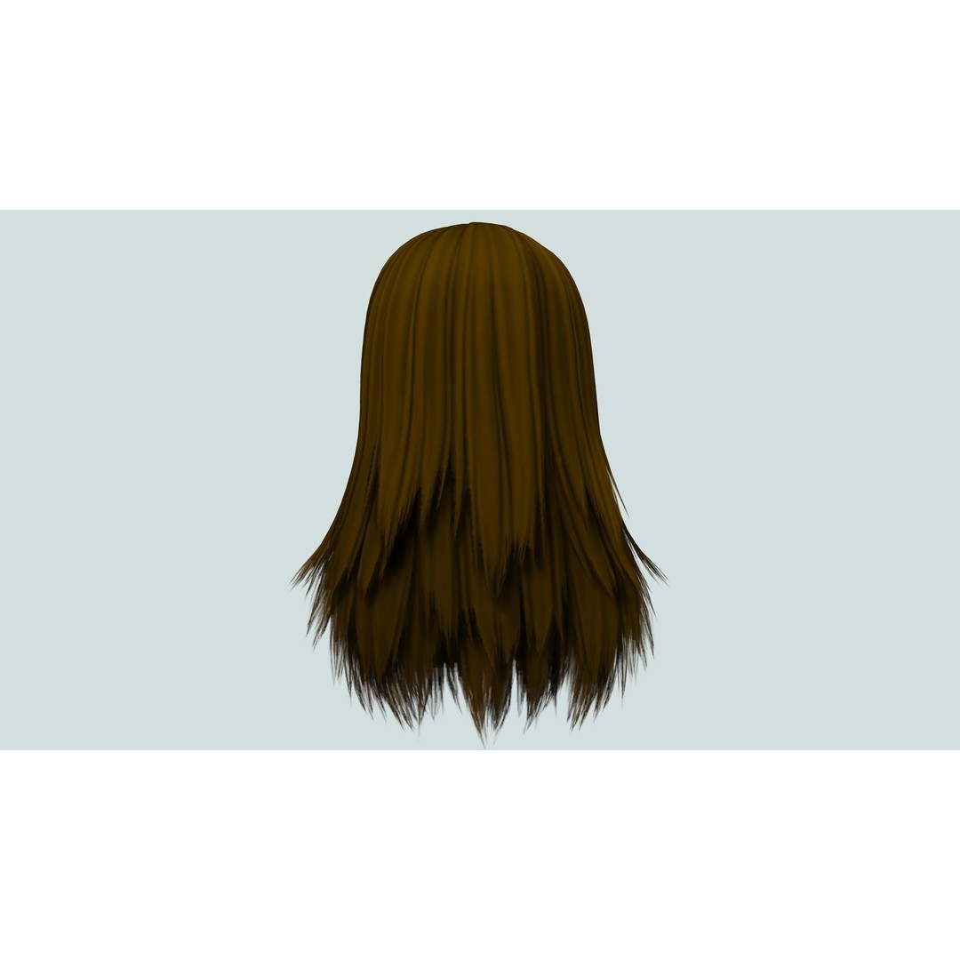 Layered Female Hair 3D Model – Low Poly Realistic Hair, FBX, OBJ - View 8