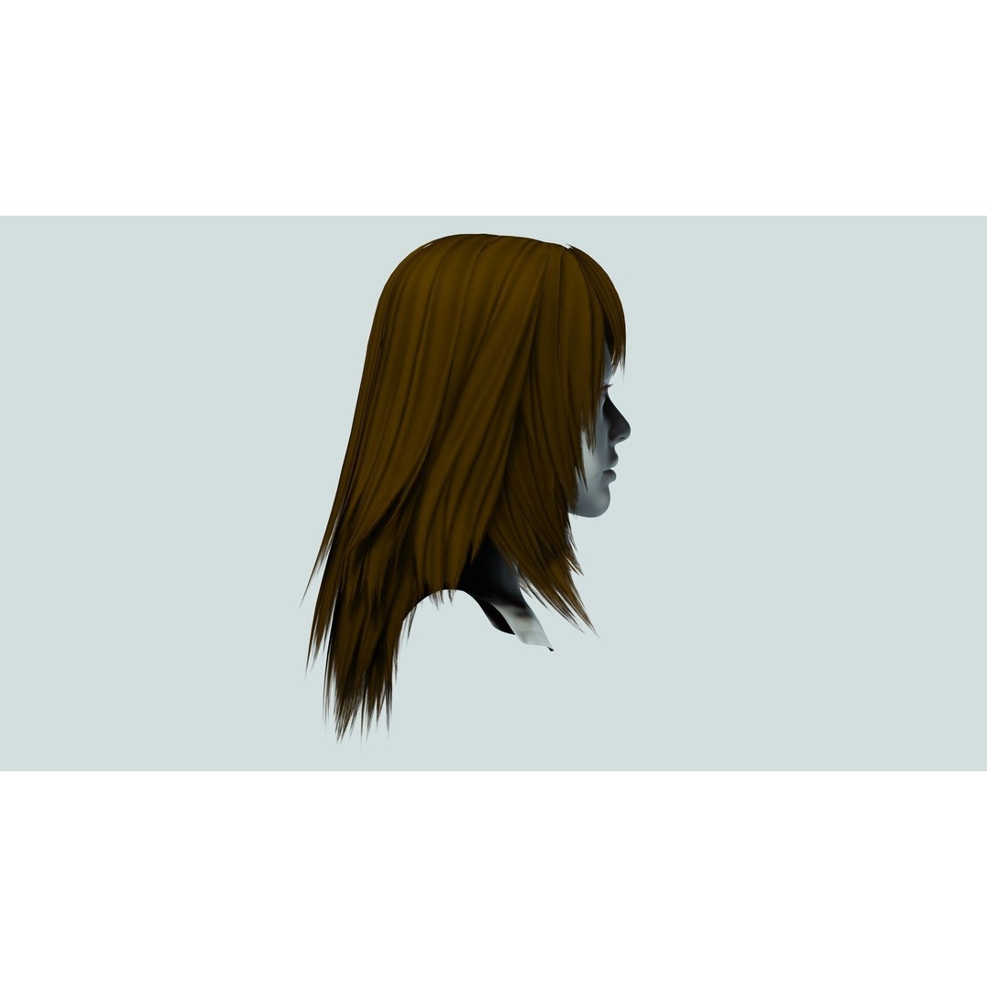 Layered Female Hair 3D Model – Low Poly Realistic Hair, FBX, OBJ - View 9