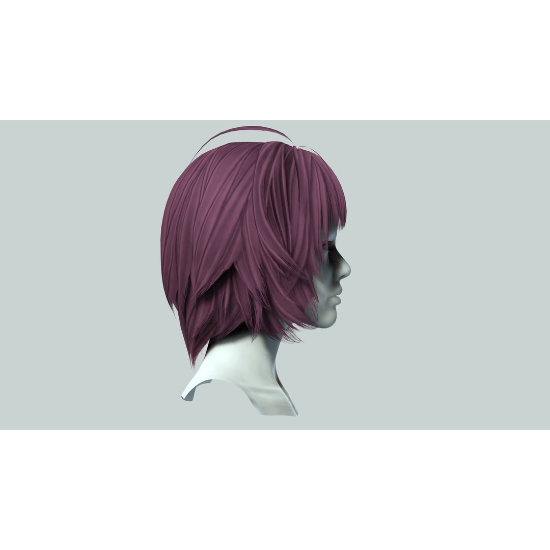 Classic Bob Hair 3D Model – Low Poly Female Hairstyle, FBX & PBR - View 10