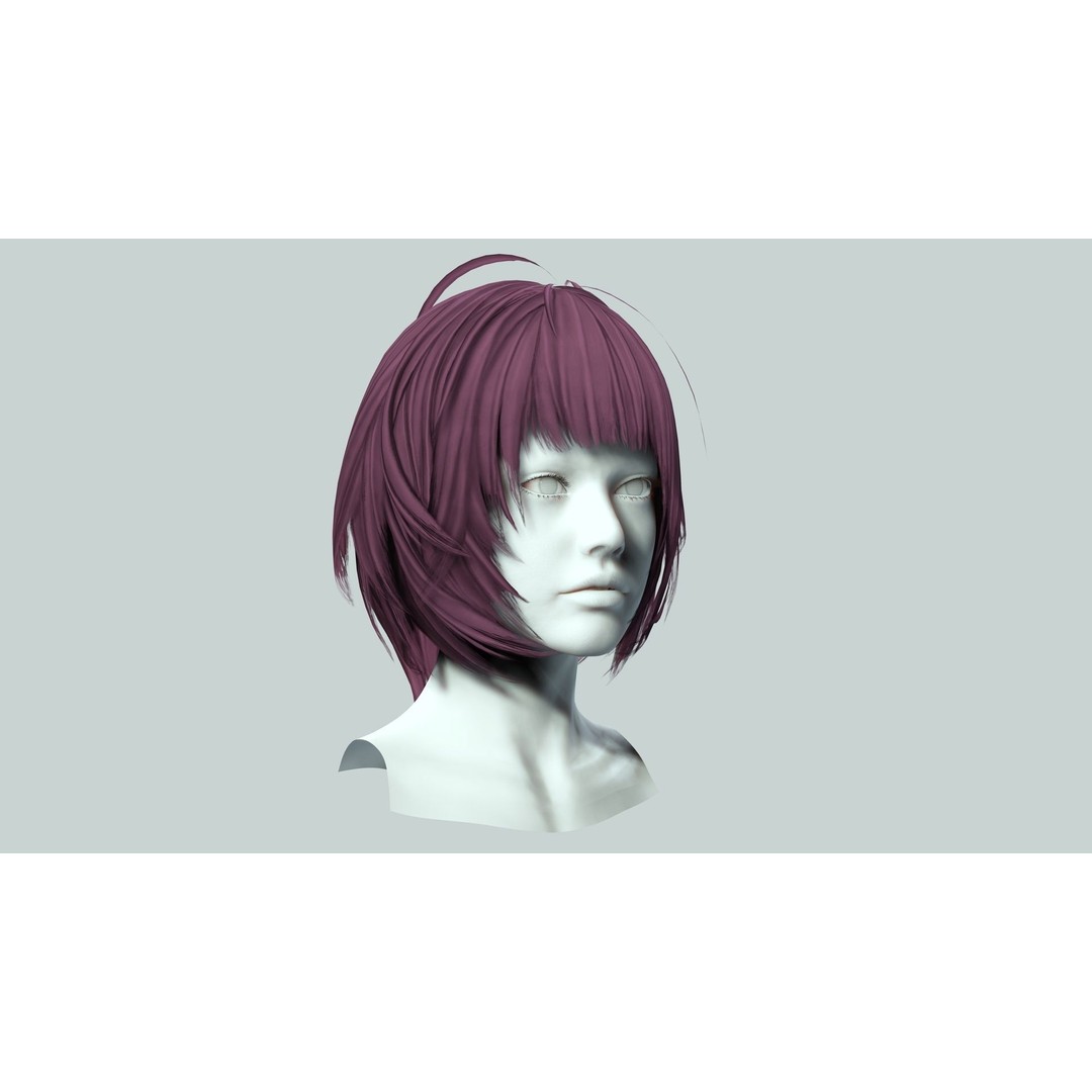 Classic Bob Hair 3D Model – Low Poly Female Hairstyle, FBX & PBR - View 11