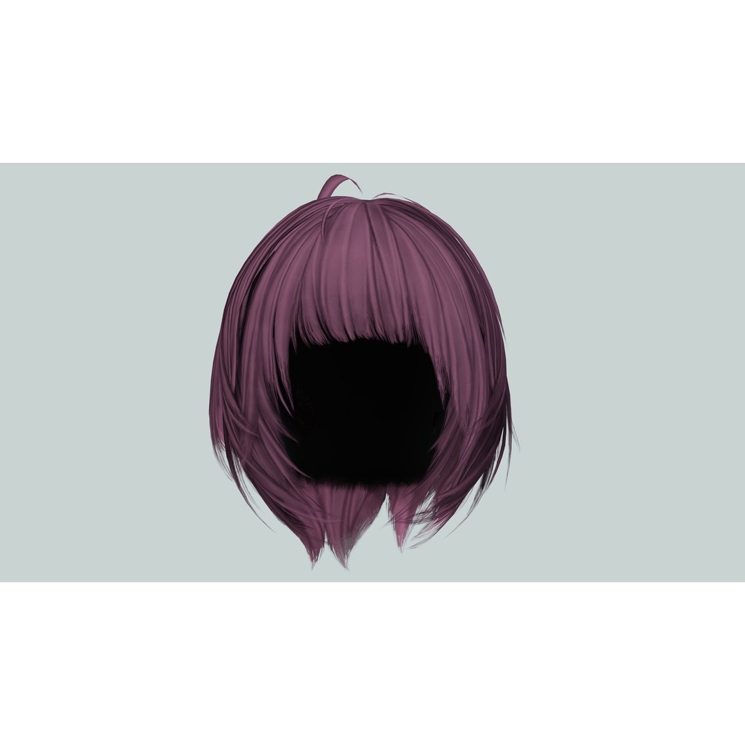 Classic Bob Hair 3D Model – Low Poly Female Hairstyle, FBX & PBR - View 12