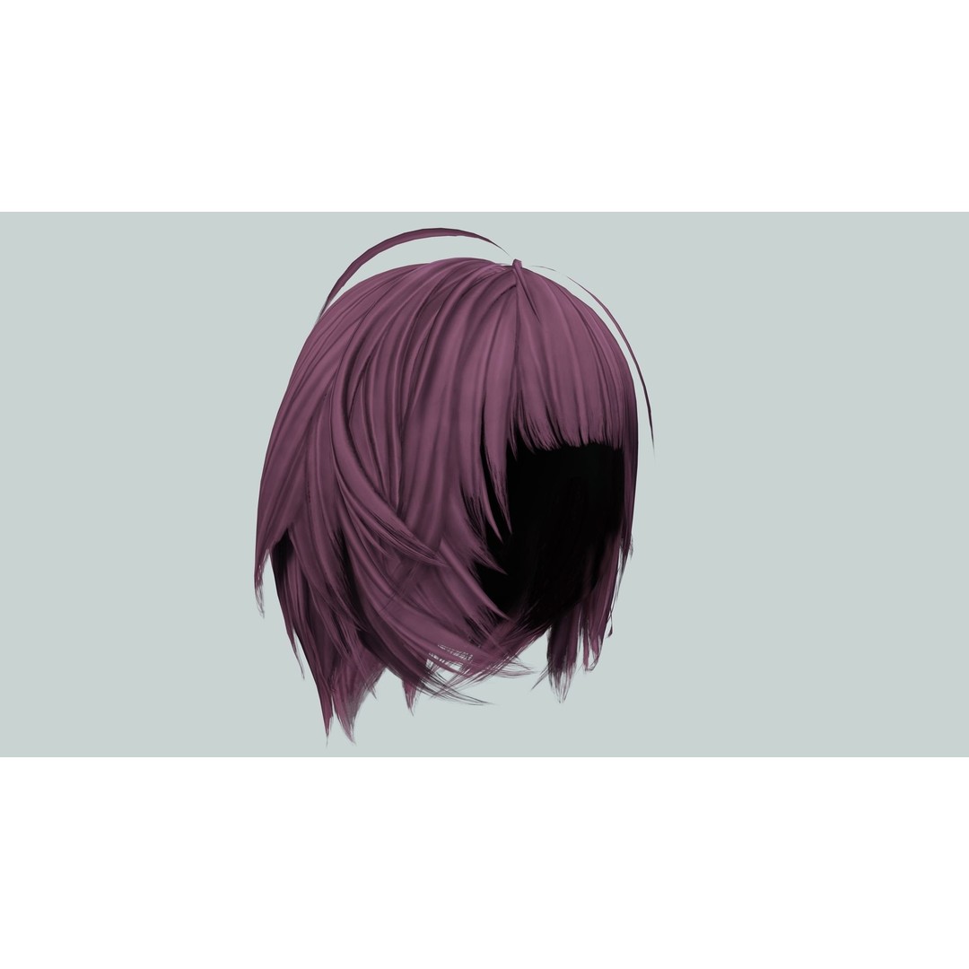 Classic Bob Hair 3D Model – Low Poly Female Hairstyle, FBX & PBR - View 13