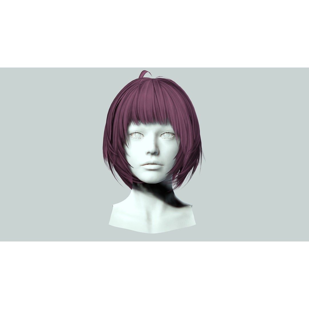 Classic Bob Hair 3D Model – Low Poly Female Hairstyle, FBX & PBR - View 5