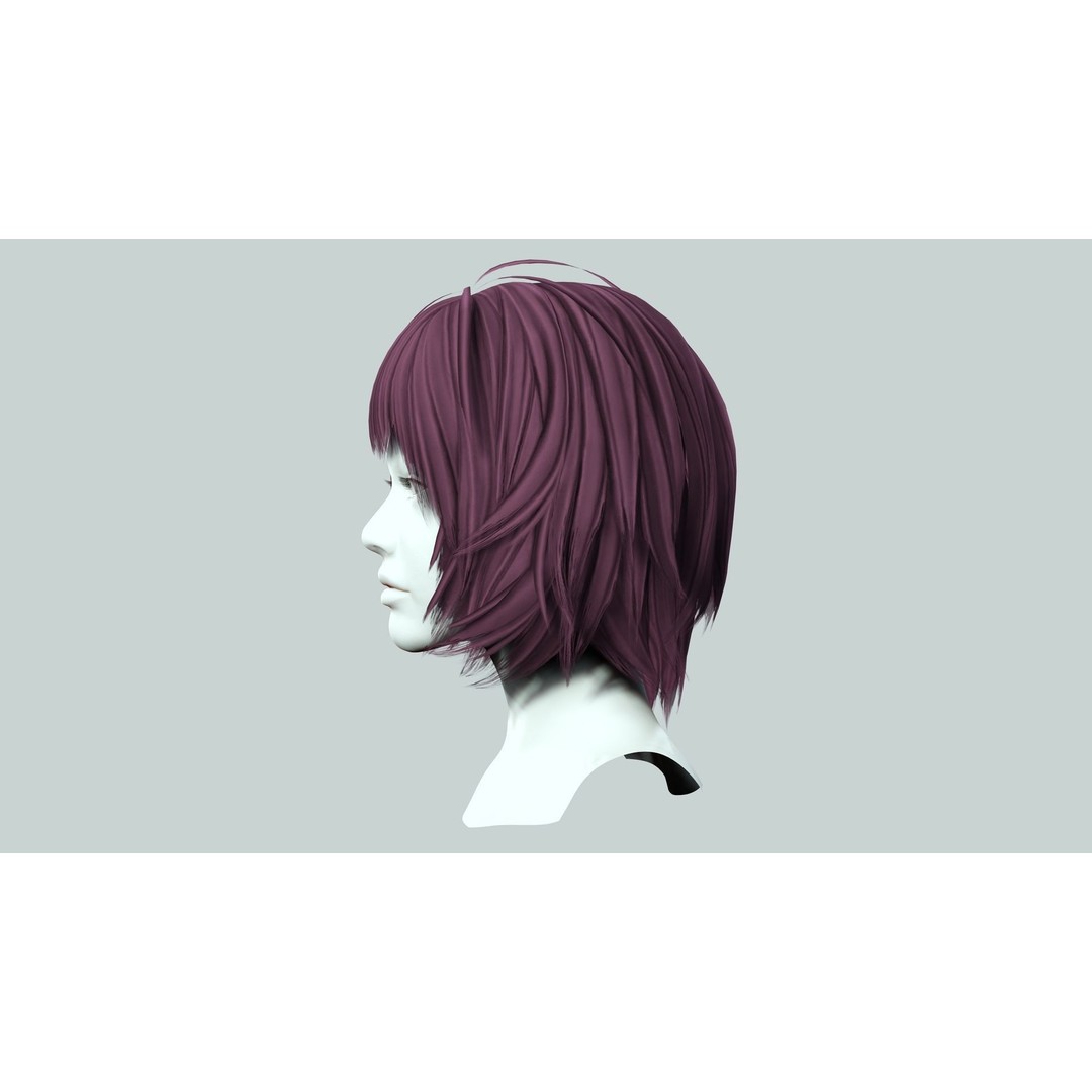 Classic Bob Hair 3D Model – Low Poly Female Hairstyle, FBX & PBR - View 7