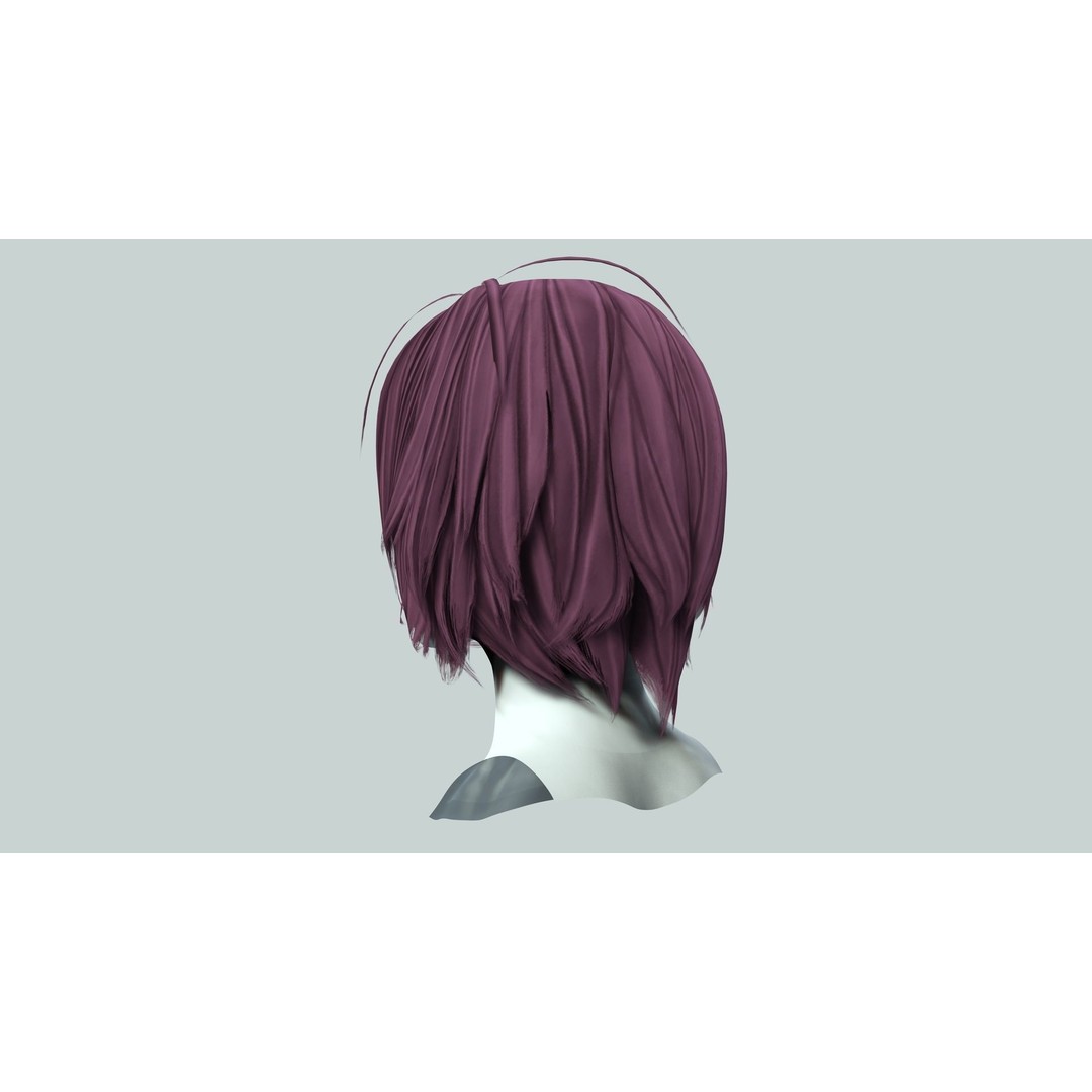 Classic Bob Hair 3D Model – Low Poly Female Hairstyle, FBX & PBR - View 8