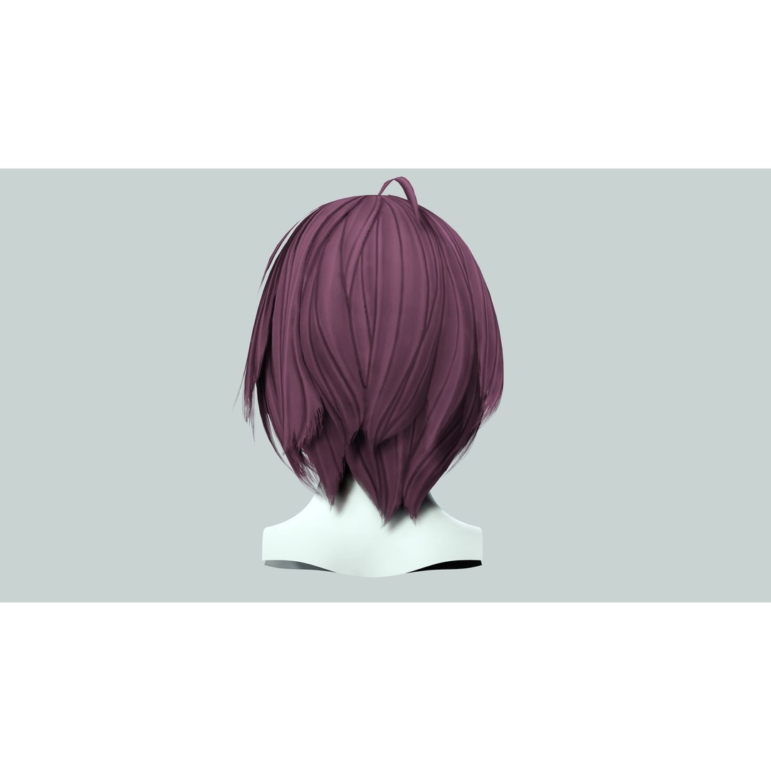 Classic Bob Hair 3D Model – Low Poly Female Hairstyle, FBX & PBR - View 9