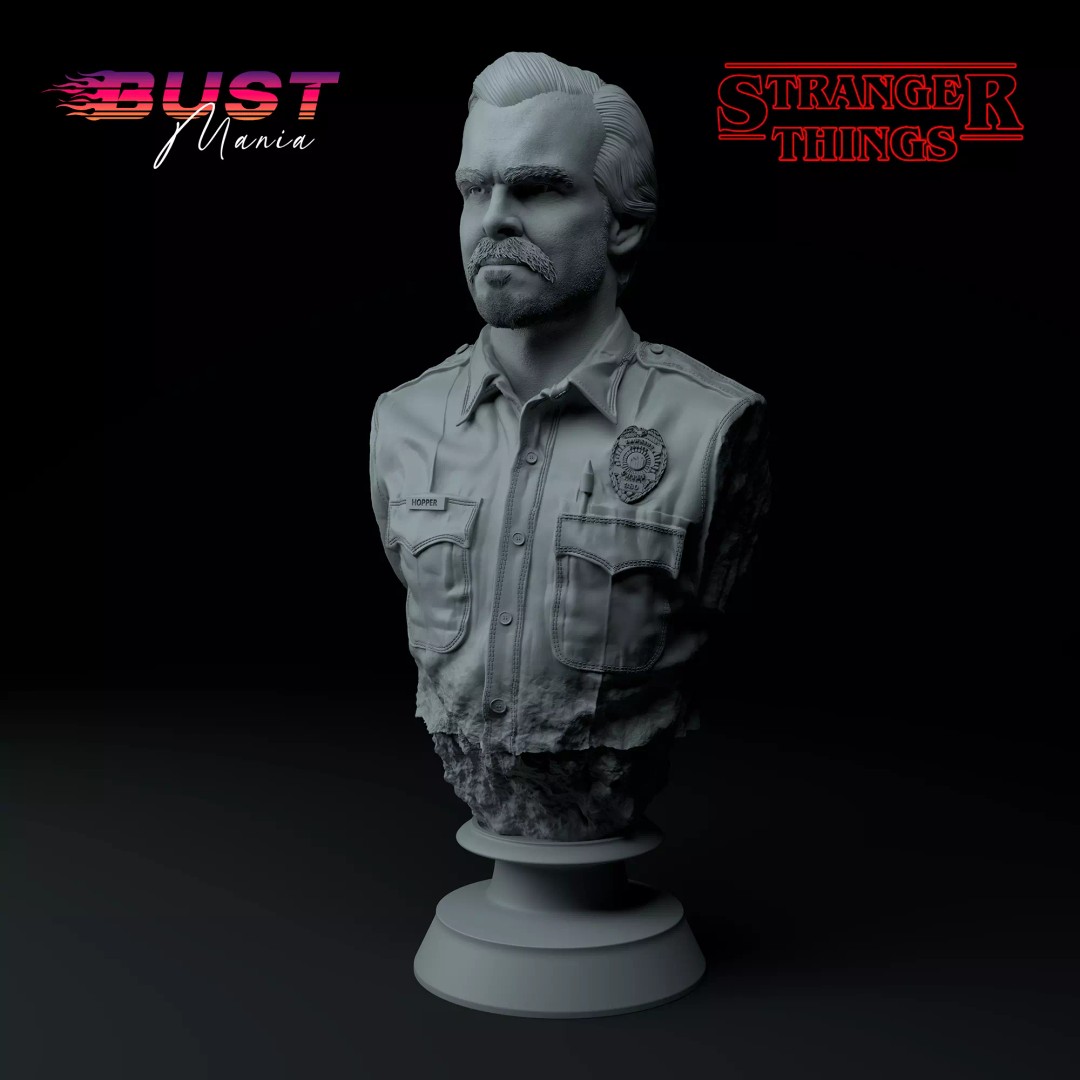 Jim Hopper 3D Model – Premium Bust Sculpture for Printing - View 2