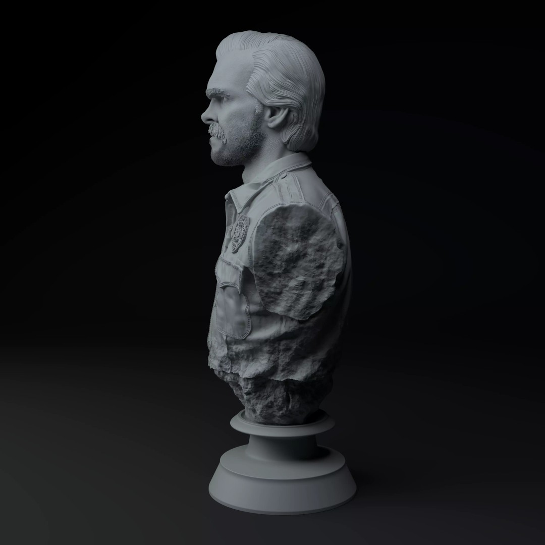 Jim Hopper 3D Model – Premium Bust Sculpture for Printing - View 5