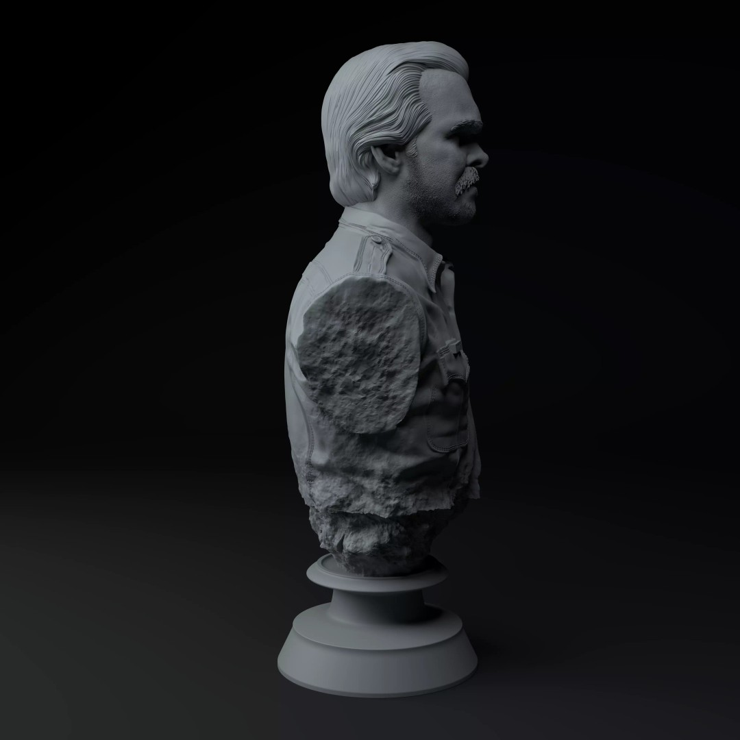 Jim Hopper 3D Model – Premium Bust Sculpture for Printing - View 9