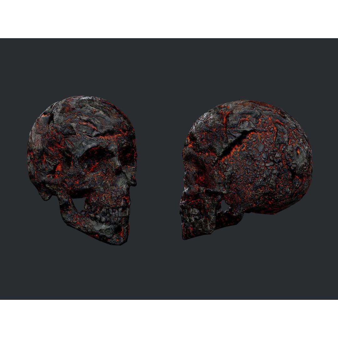 Skull 3D Model Pack – Low Poly Game Ready PBR Textures, FBX - View 5