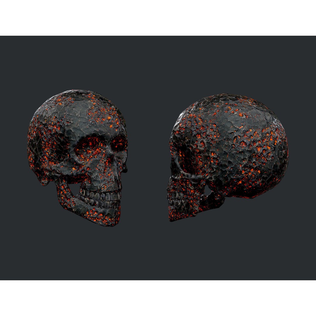 Skull 3D Model Pack – Low Poly Game Ready PBR Textures, FBX - View 6
