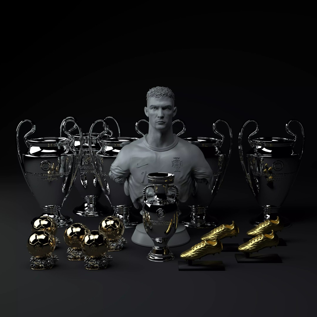 Cristiano Ronaldo 3D Model – Premium Trophy Diorama for Printing - View 2
