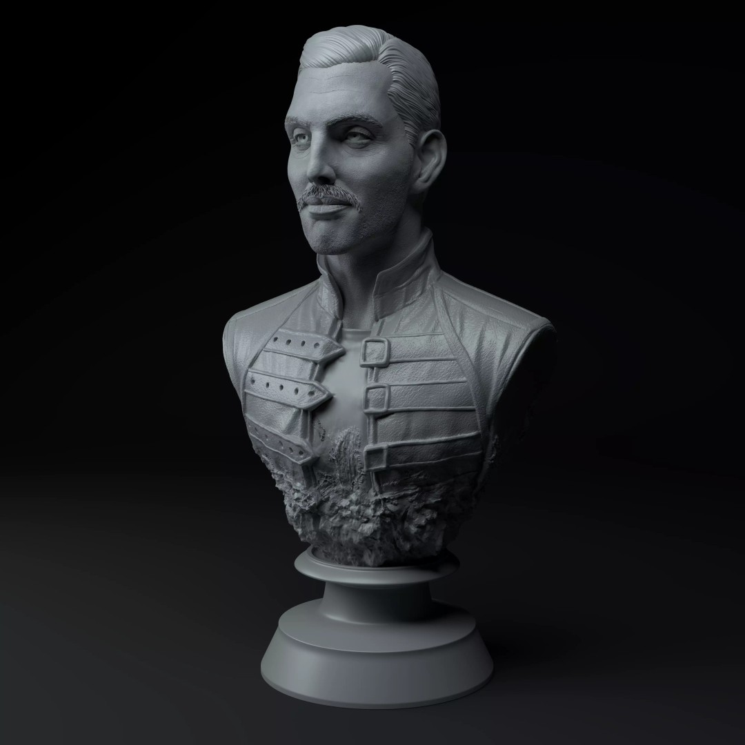 Freddie Mercury 3D Model – Premium Bust Sculpture for Printing - View 2