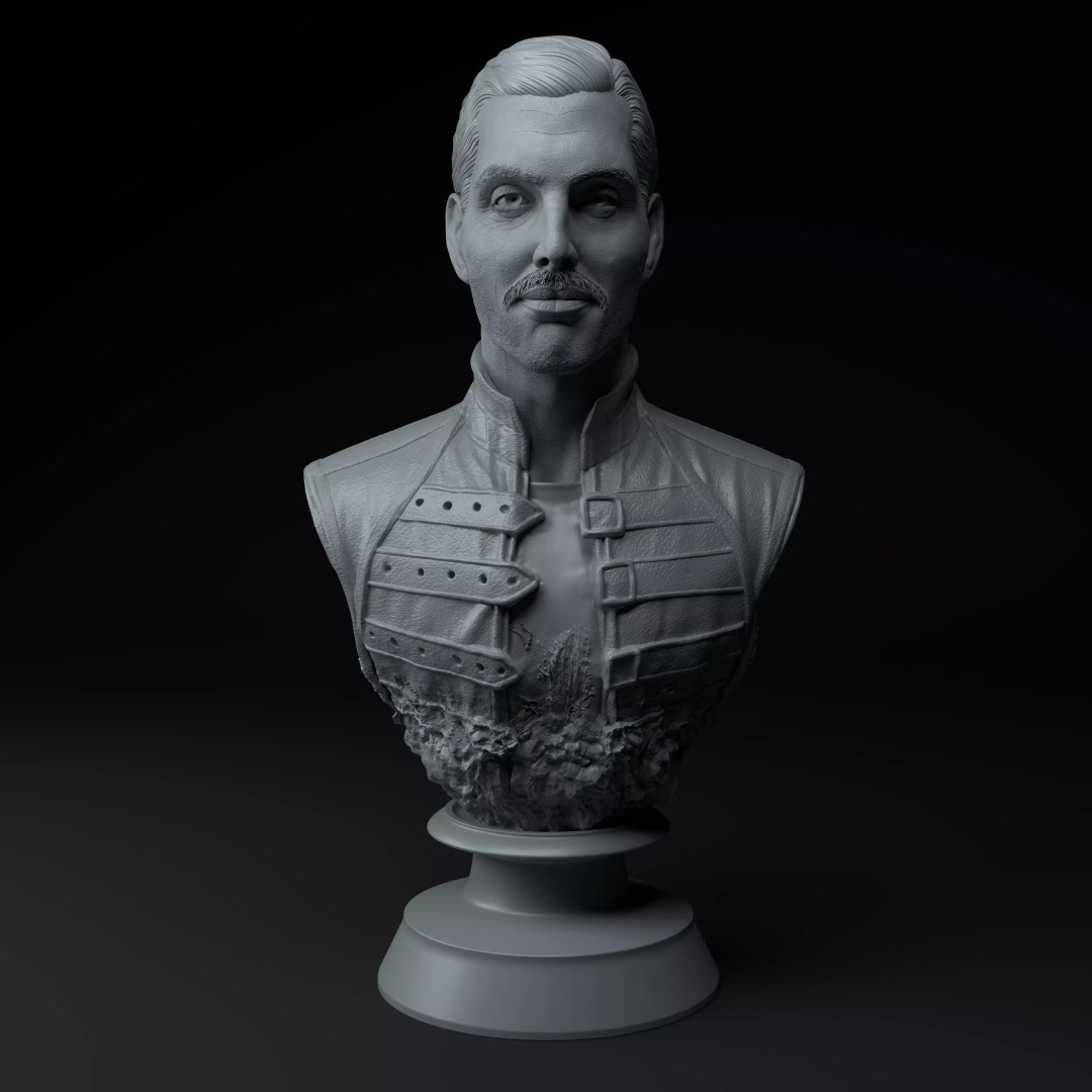 Freddie Mercury 3D Model – Premium Bust Sculpture for Printing - View 3
