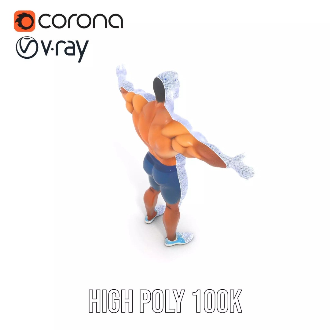 Athletic Human Figure 3D Model – Low Poly Rigged Character for Animation