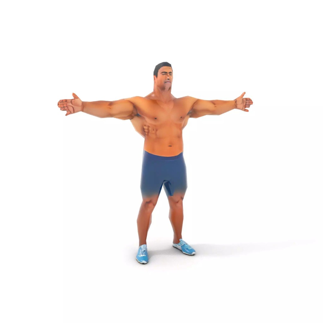 Athletic Human Figure 3D Model – Low Poly Rigged Character for Animation - View 15