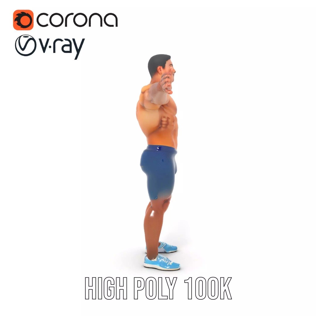 Athletic Human Figure 3D Model – Low Poly Rigged Character for Animation - View 19