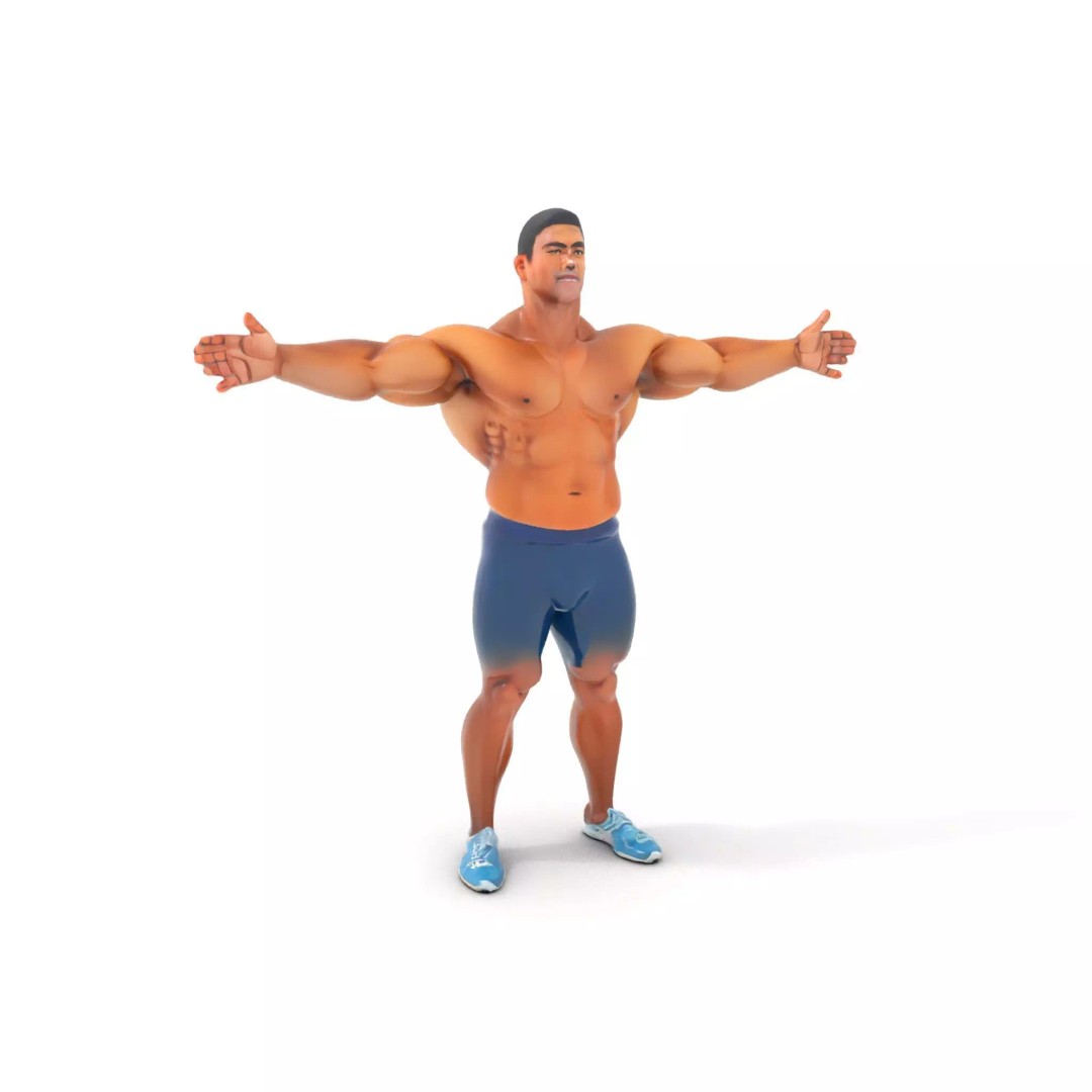 Athletic Human Figure 3D Model – Low Poly Rigged Character for Animation - View 2