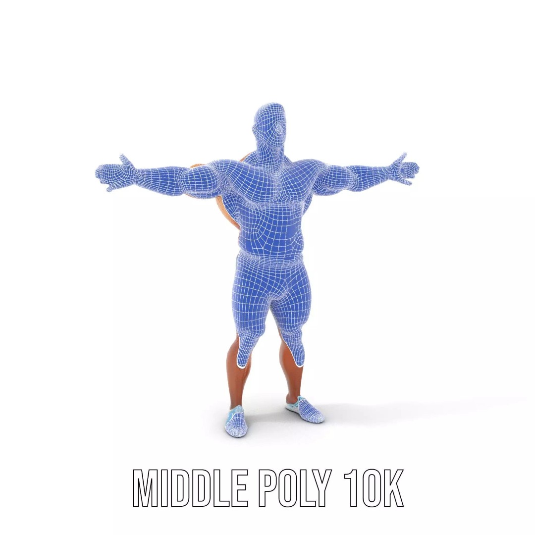 Athletic Human Figure 3D Model – Low Poly Rigged Character for Animation - View 20