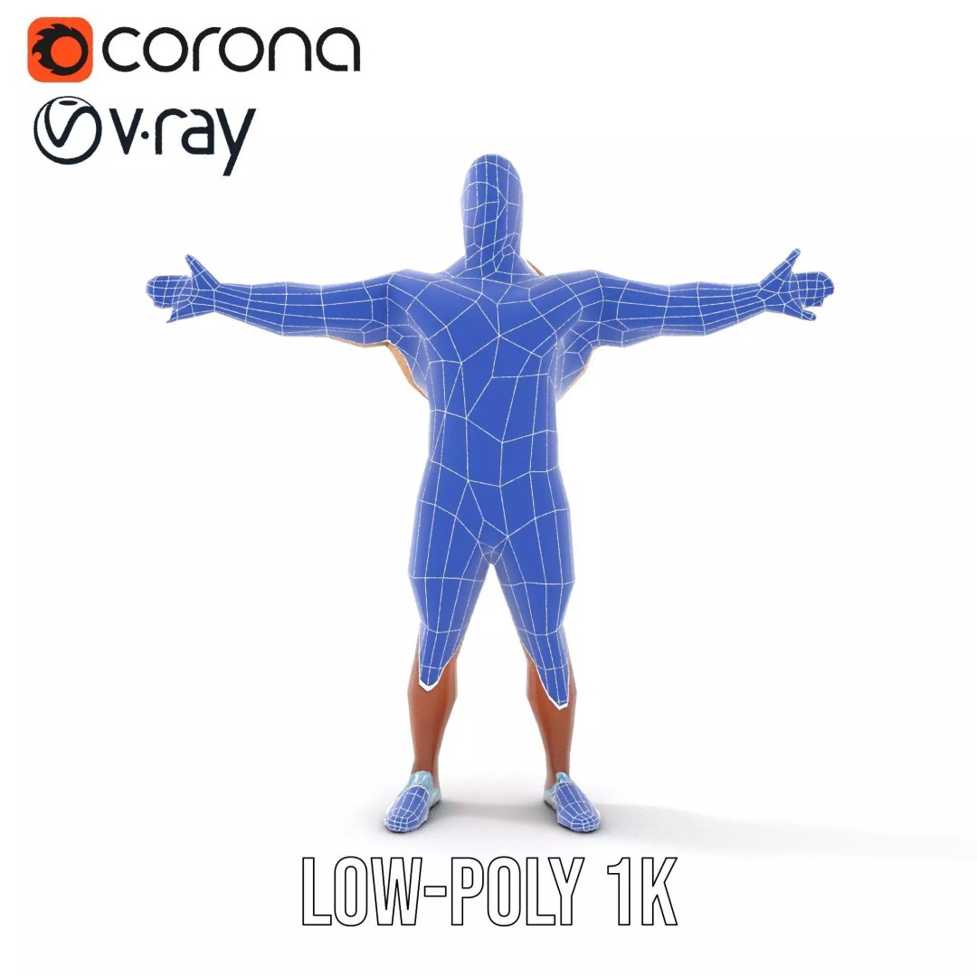 Athletic Human Figure 3D Model – Low Poly Rigged Character for Animation - View 21