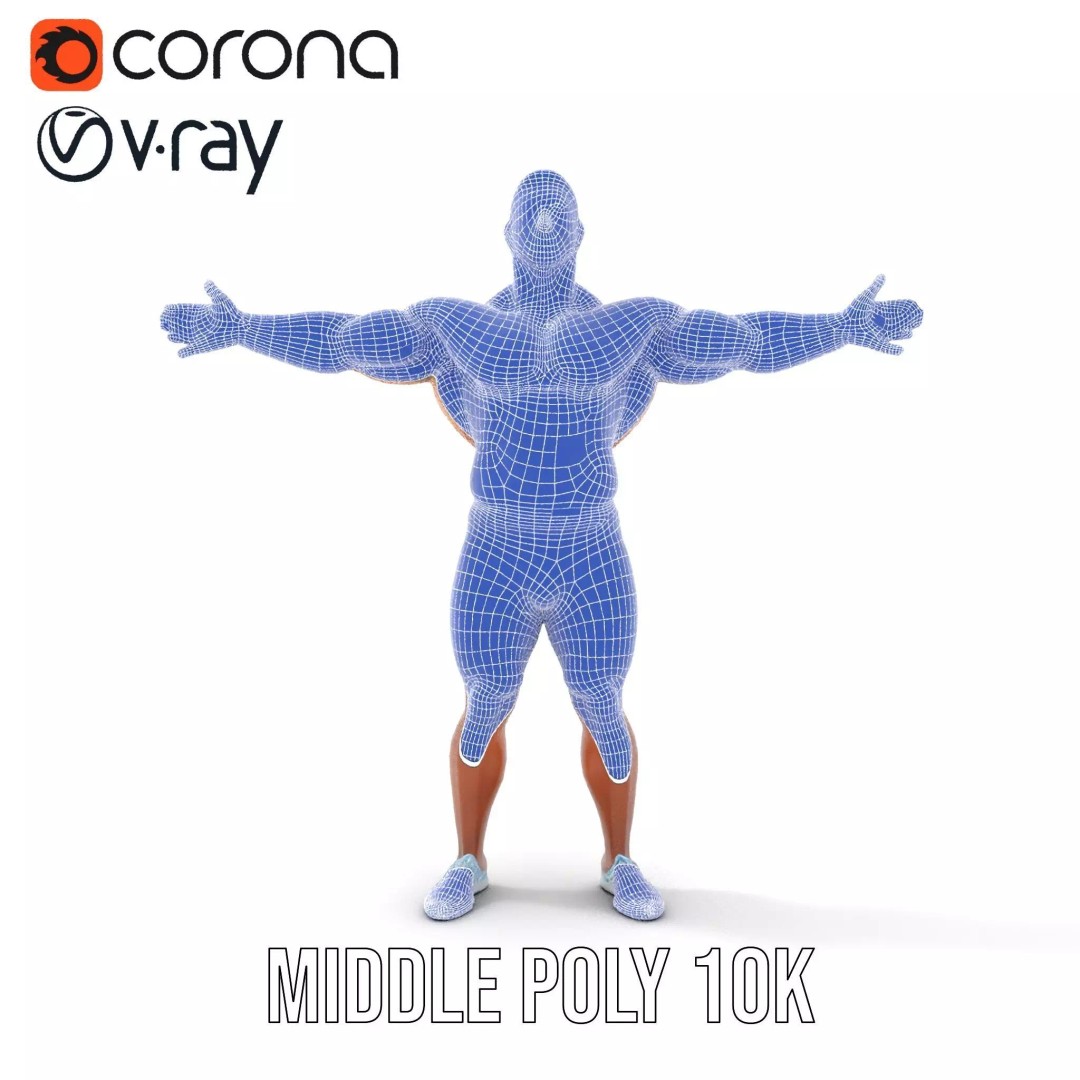 Athletic Human Figure 3D Model – Low Poly Rigged Character for Animation - View 22