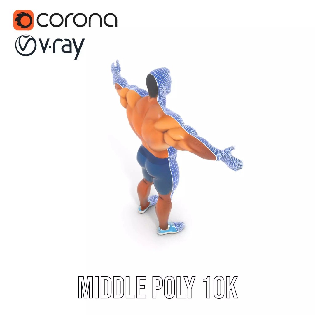 Athletic Human Figure 3D Model – Low Poly Rigged Character for Animation - View 28