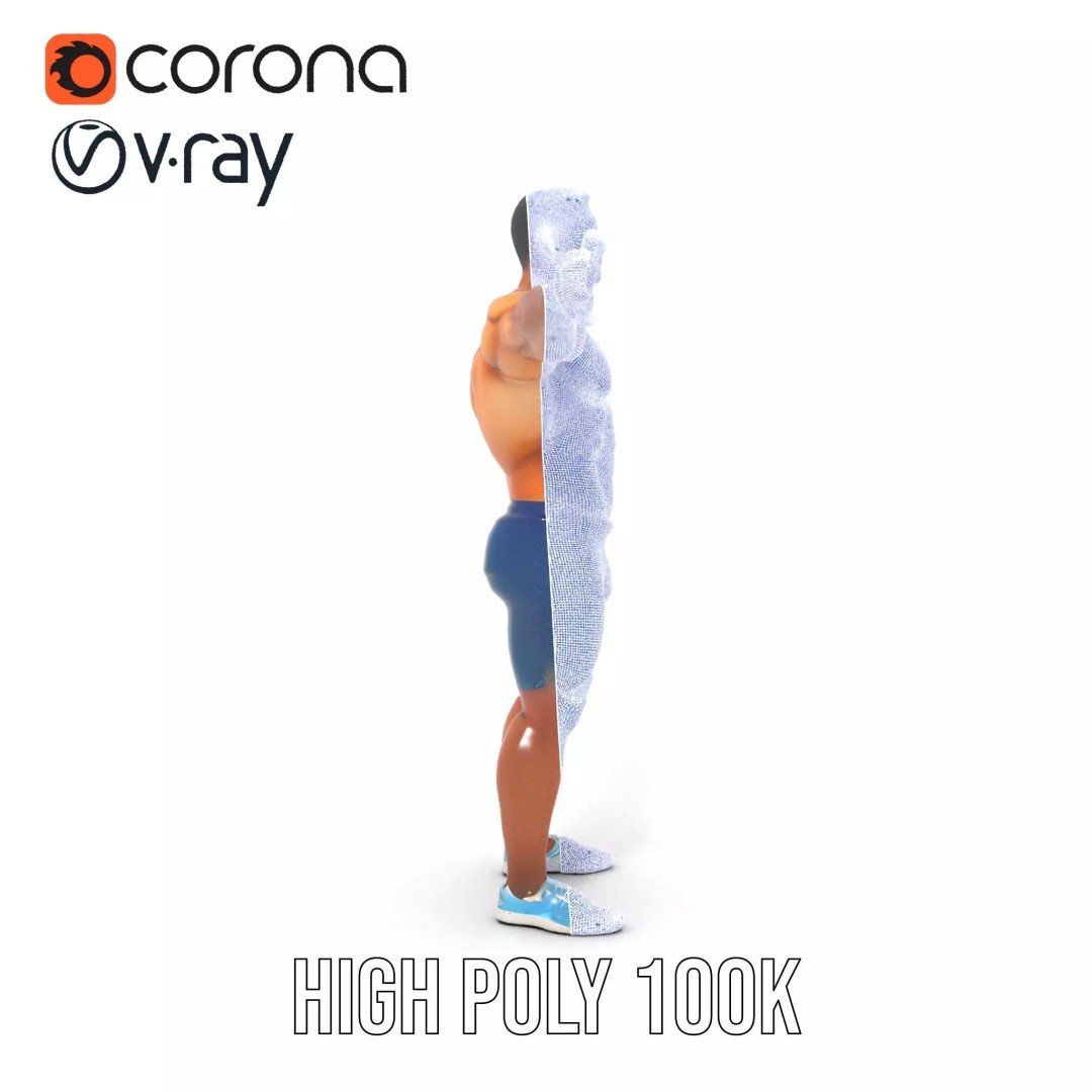 Athletic Human Figure 3D Model – Low Poly Rigged Character for Animation - View 32
