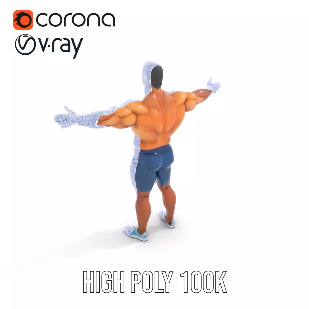 Athletic Human Figure 3D Model – Low Poly Rigged Character for Animation - View 33