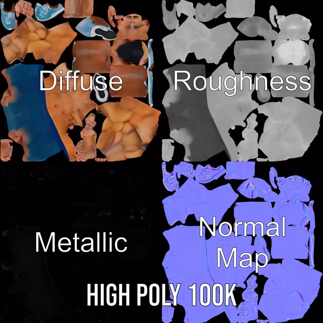 Athletic Human Figure 3D Model – Low Poly Rigged Character for Animation - View 4