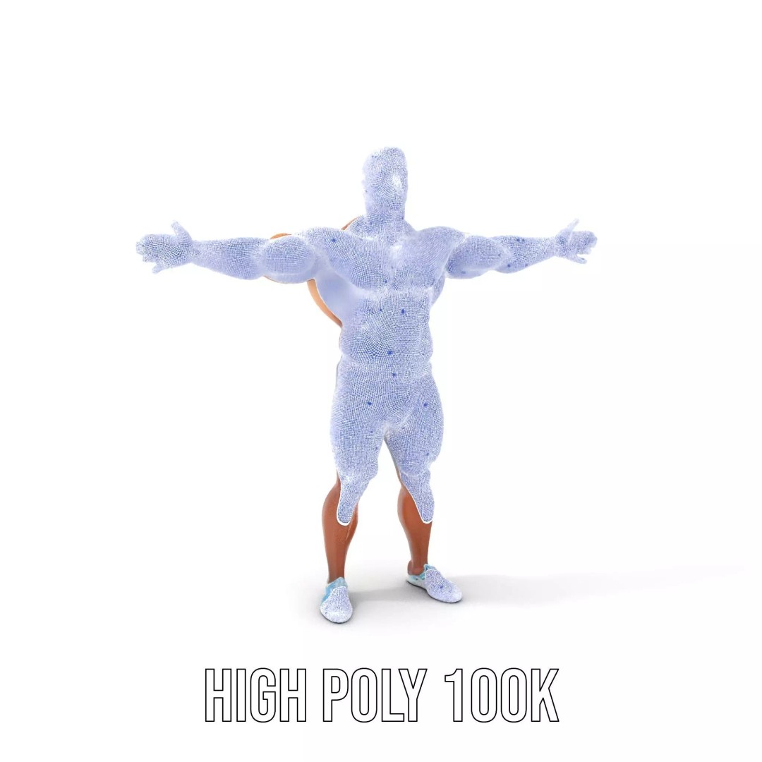 Athletic Human Figure 3D Model – Low Poly Rigged Character for Animation - View 5