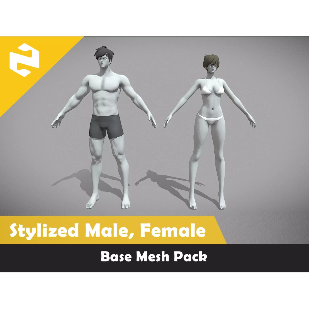 Stylized Male Female 3D Model – Rigged Low-Poly Game Asset, FBX - View 2