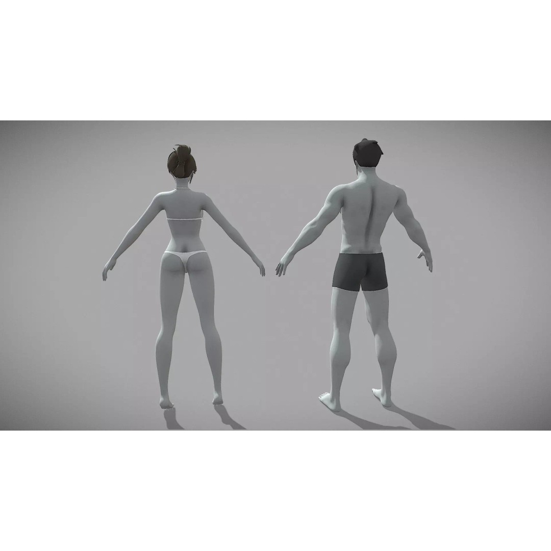 Stylized Male Female 3D Model – Rigged Low-Poly Game Asset, FBX - View 4