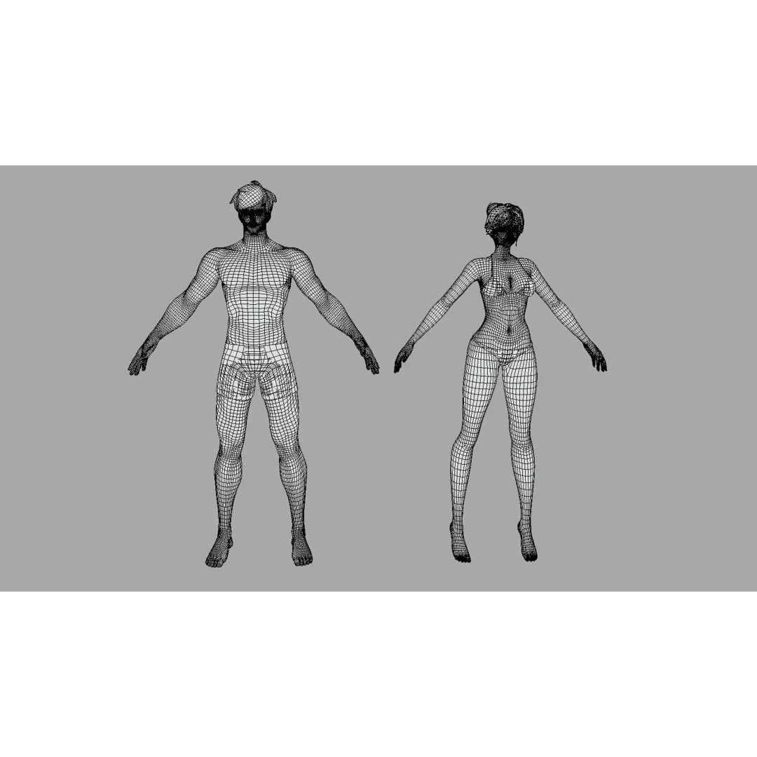 Stylized Male Female 3D Model – Rigged Low-Poly Game Asset, FBX - View 6