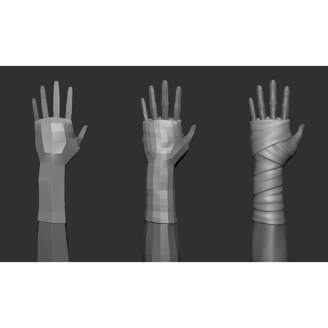 Hand Wraps 3D Model – High Poly Character Anatomy Asset, FBX, OBJ