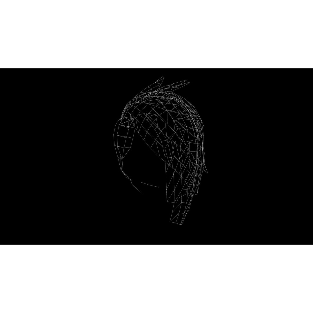 Faux Hawk Female Hair 3D Model – Low Poly Game-Ready Hair Asset, FBX - View 10