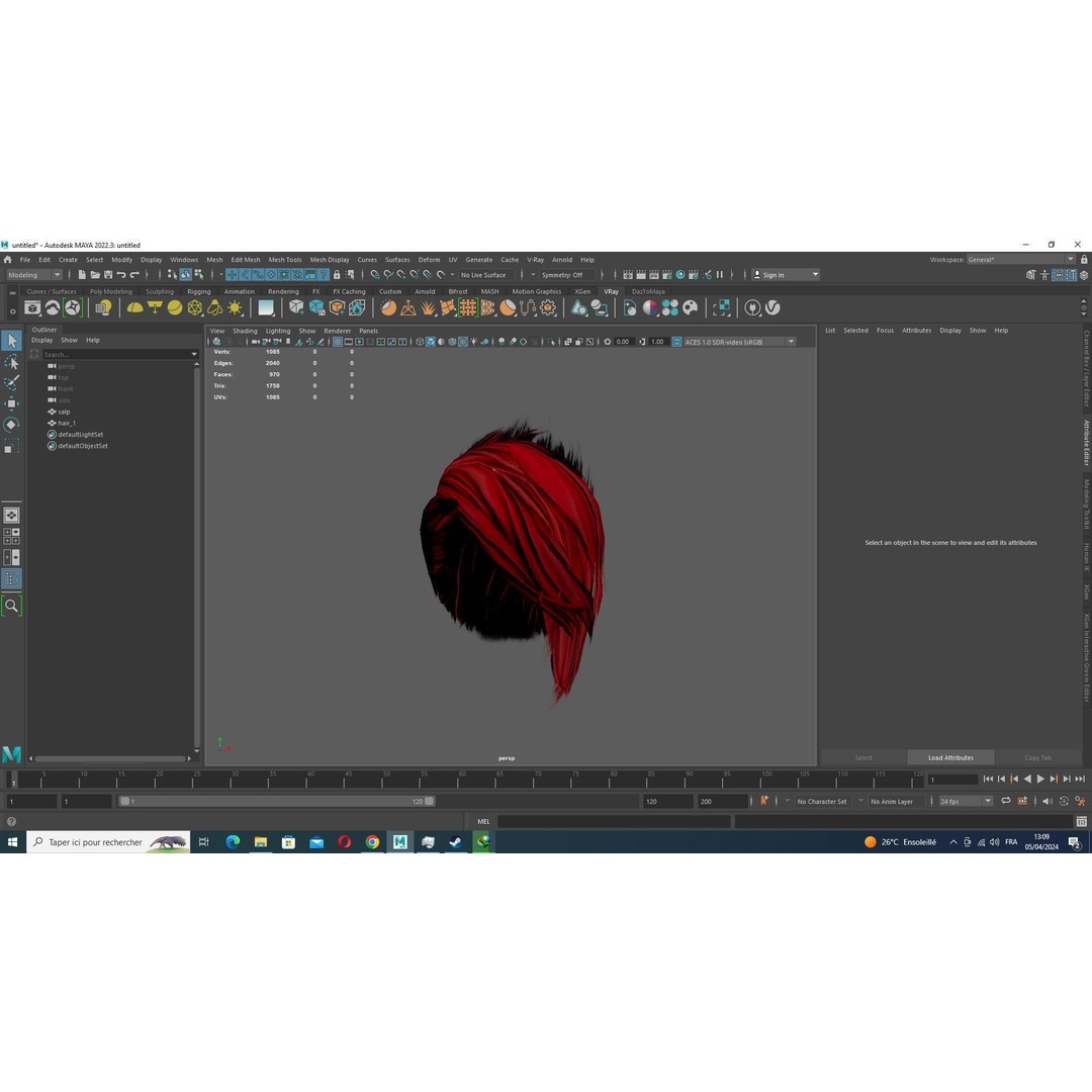 Faux Hawk Female Hair 3D Model – Low Poly Game-Ready Hair Asset, FBX - View 13