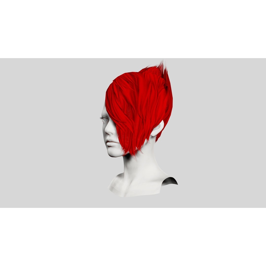Faux Hawk Female Hair 3D Model – Low Poly Game-Ready Hair Asset, FBX - View 5