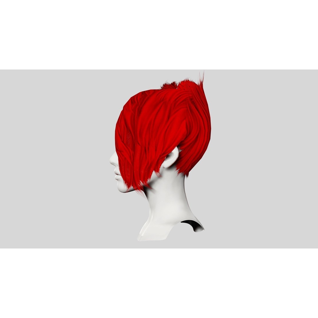Faux Hawk Female Hair 3D Model – Low Poly Game-Ready Hair Asset, FBX - View 6