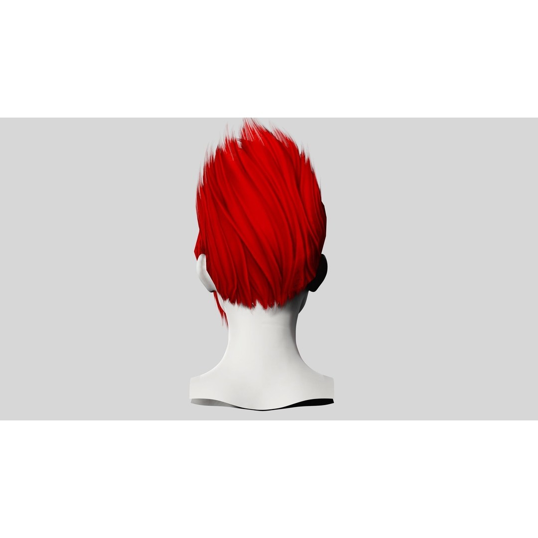 Faux Hawk Female Hair 3D Model – Low Poly Game-Ready Hair Asset, FBX - View 7