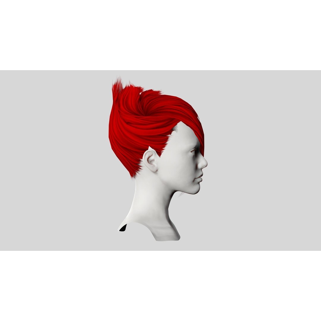 Faux Hawk Female Hair 3D Model – Low Poly Game-Ready Hair Asset, FBX - View 8