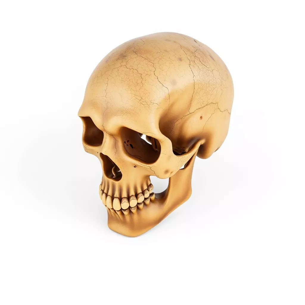 Weathered Human Skull 3D Model – Low Poly Game Asset, FBX, PBR Textures - View 2