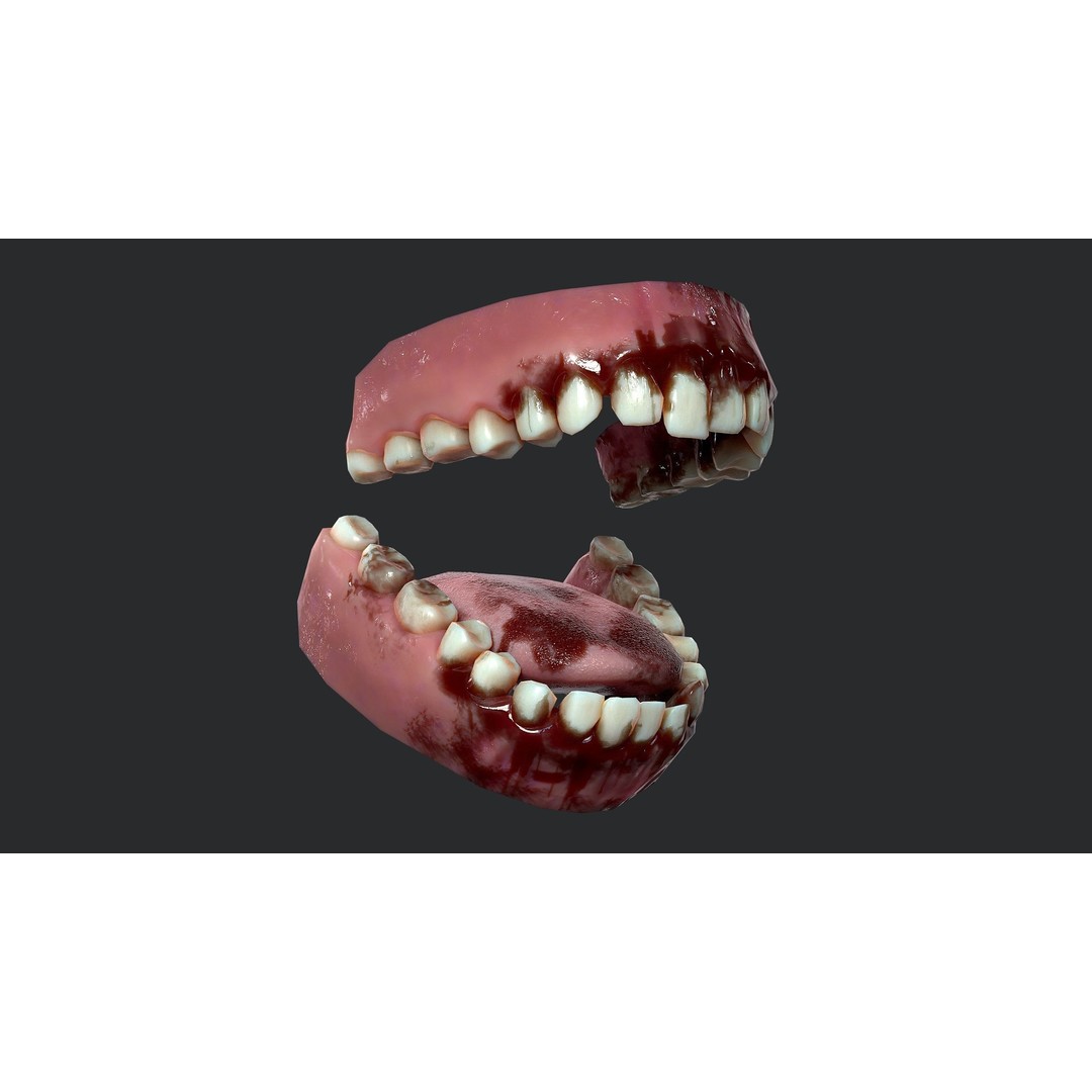 Rotten Teeth and Gums 3D Model – Low Poly Character Asset, FBX - View 9