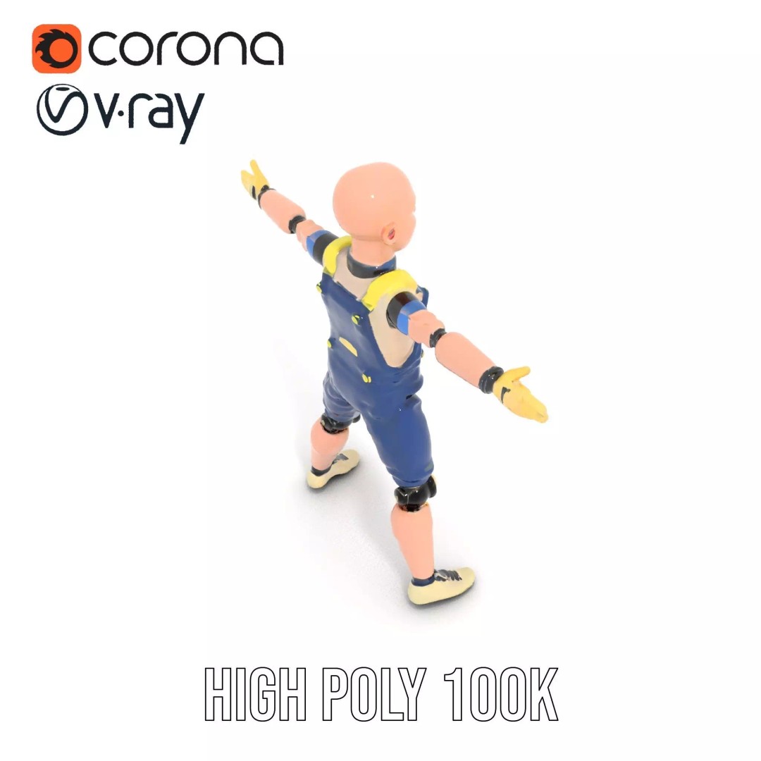 Dapper Crash Test Dummy 3D Model – Low Poly Rigged Character for Animation - View 14