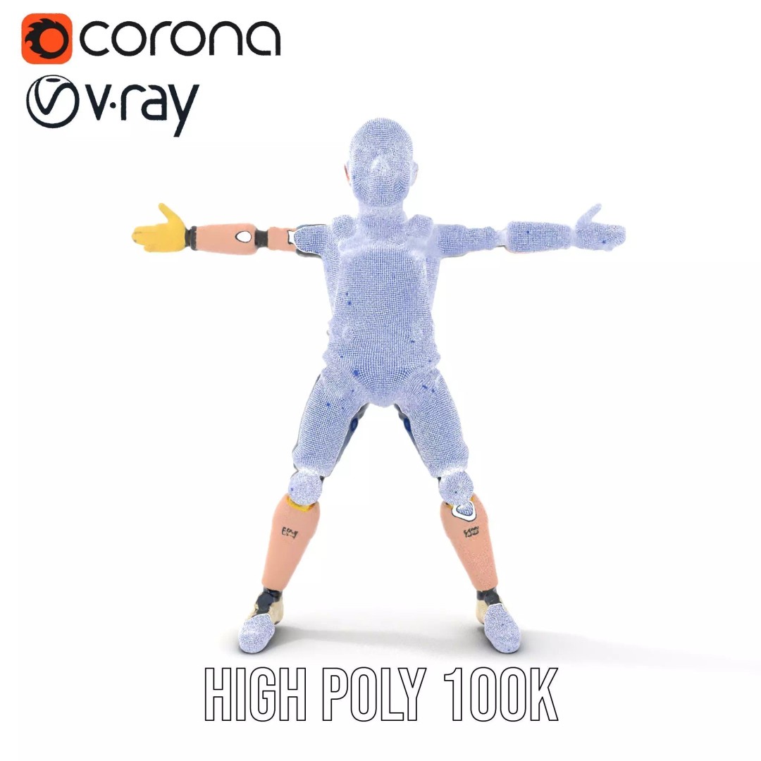 Dapper Crash Test Dummy 3D Model – Low Poly Rigged Character for Animation - View 20