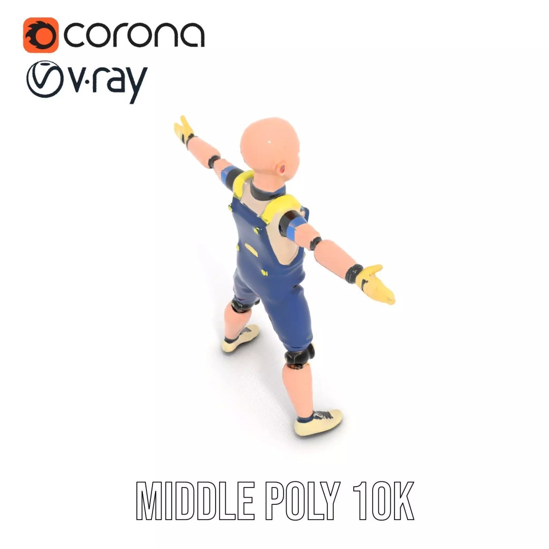 Dapper Crash Test Dummy 3D Model – Low Poly Rigged Character for Animation - View 21