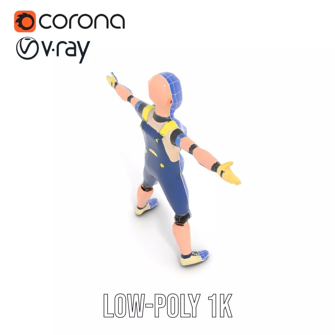 Dapper Crash Test Dummy 3D Model – Low Poly Rigged Character for Animation - View 25